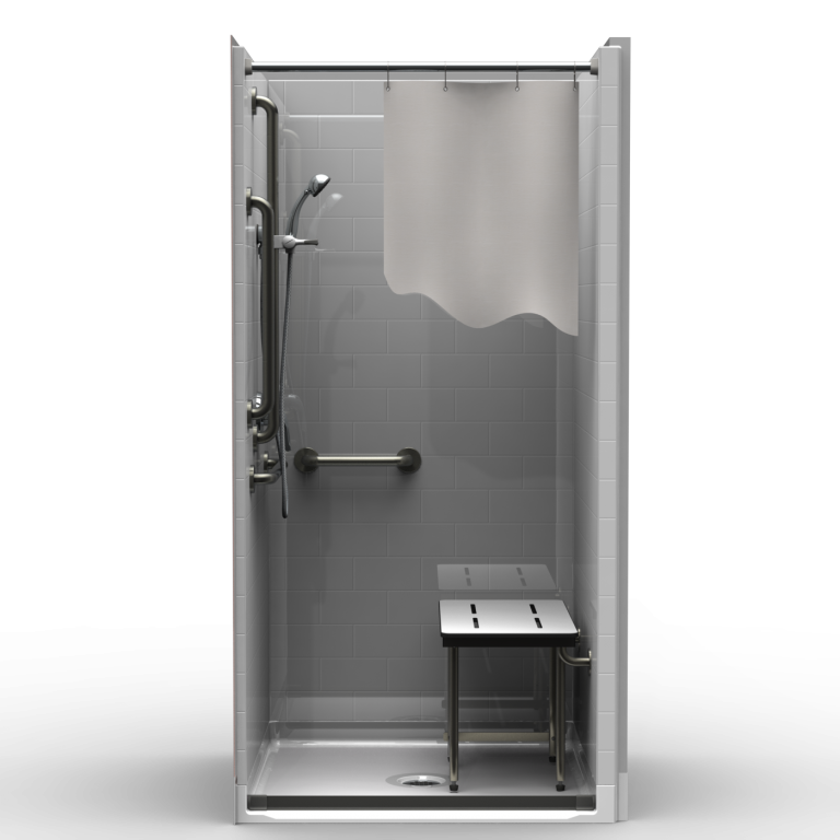 ADA Transfer Shower Four Piece 40x38 Subway Tile Look