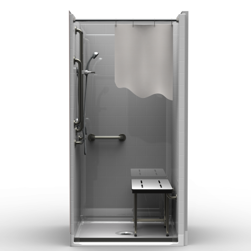 ADA Transfer Shower Four Piece 40x38 Subway Tile Look