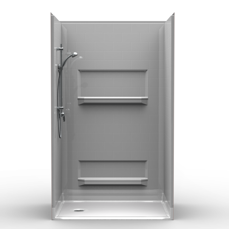 Barrier Free Shower Four piece 48x34 Subway Tile Look