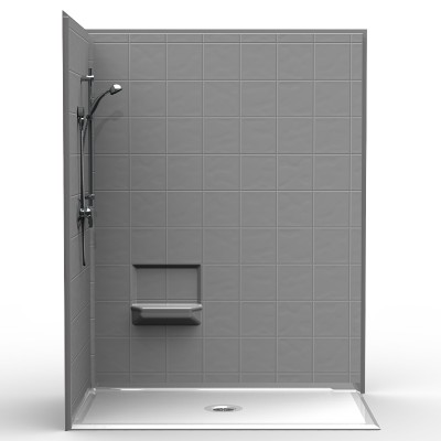 Barrier Free Corner Shower - Four piece 60x36 - 8 inch Tile Look