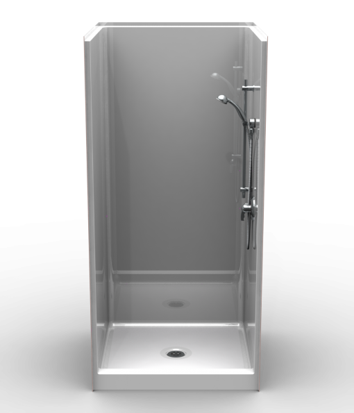 Curbed Shower - Four Piece 38x38 - 4" curb - Smooth Wall Look