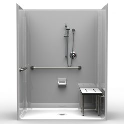 ADA Roll-In Shower - Four Piece 63x37 - Smooth Wall Look