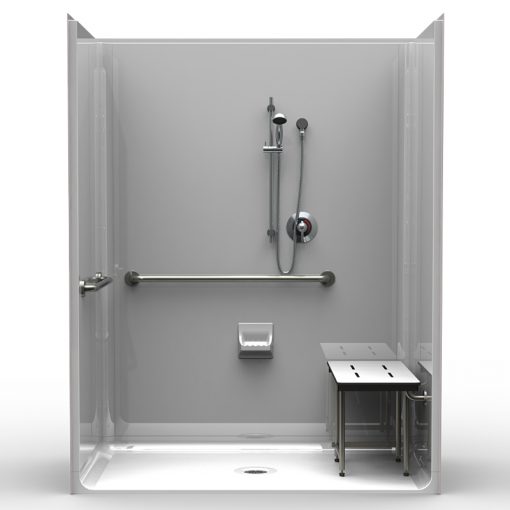 ADA Roll-In Shower - Four Piece 63x31 - Smooth Wall Look