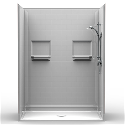 Barrier Free Shower - Five Piece 60x30 - Subway Tile Look