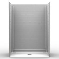 Barrier Free Shower - Five Piece 60x30 - Subway Tile Look - Flat Back Wall