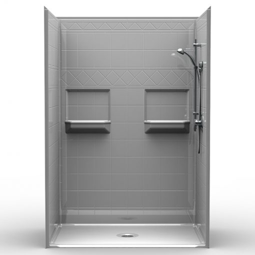 Barrier Free Shower - Five piece 54x36 - Diamond Tile Look