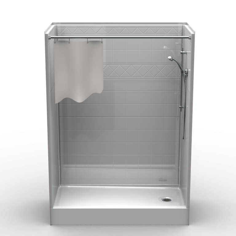 Curbed Shower Five Piece 60x30 8" curb Diamond Tile Look /w