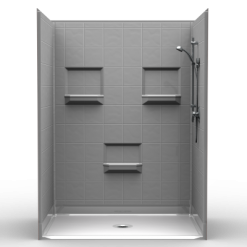 NEED IT NOW - Barrier Free Shower - Five piece 60x42 - 8 inch Tile Look - Bundled Package