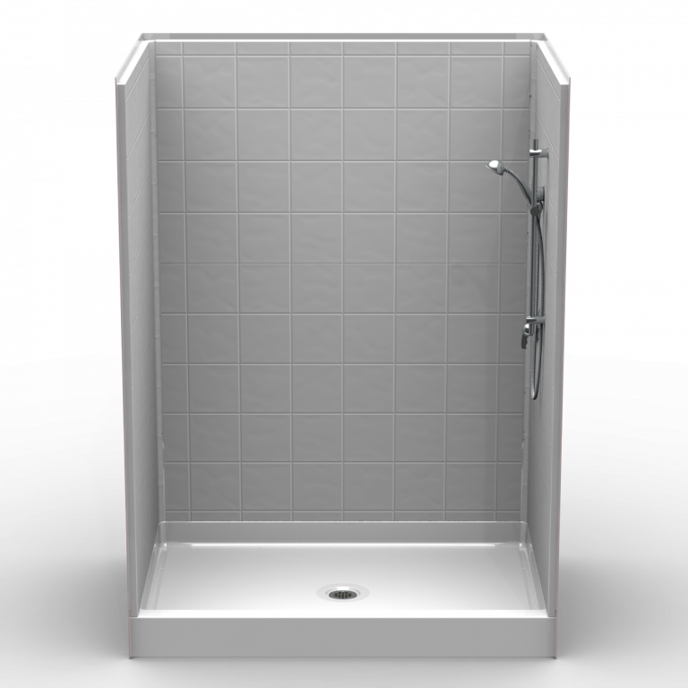 Curbed Shower Five Piece 60x42 4" curb 8 inch Tile Look