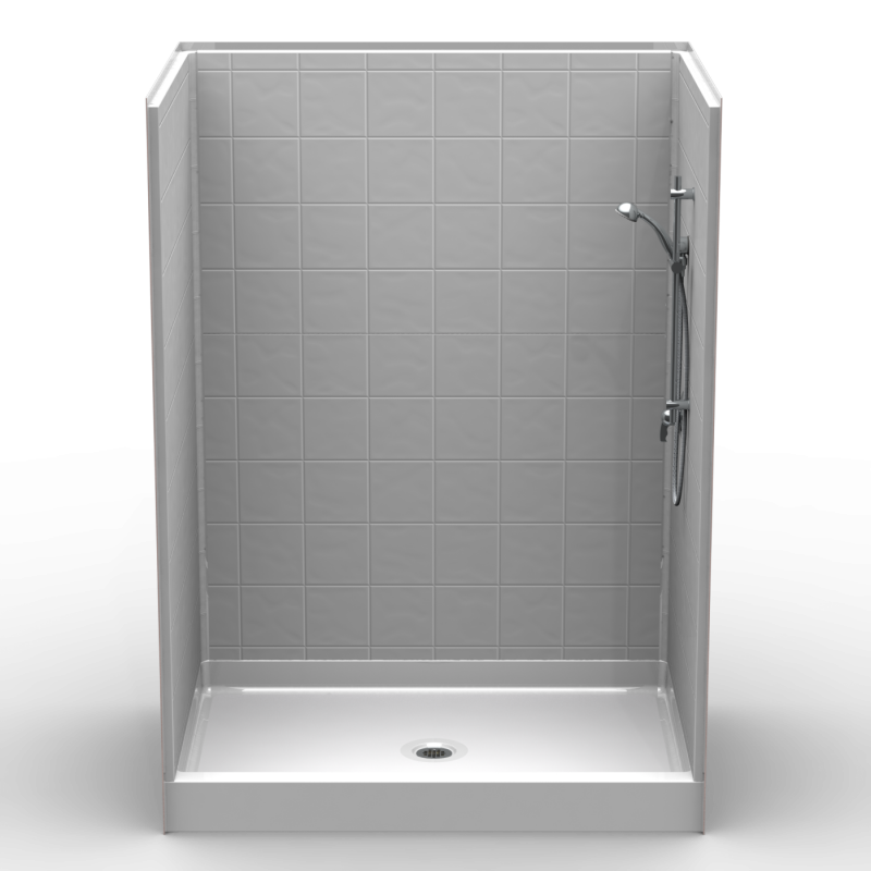 Curbed Shower Five Piece 60x42 4" curb 8 inch Tile Look Handicap Accessible Showers