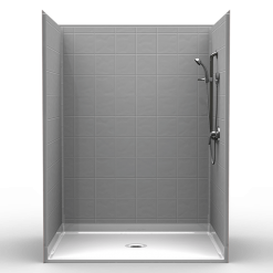 Barrier Free Shower - Five piece 60x48 - 8 inch Tile Look