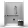 ADA Roll-In Shower - Five Piece 63x37 - 8 inch Tile Look