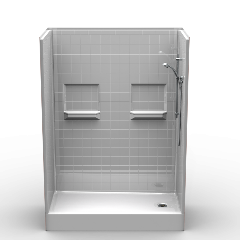 Curbed Shower Five Piece 60x30 8" curb Real Tile Look /w