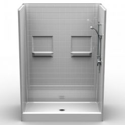 Curbed Shower - Five Piece 60x34 - 5.75" curb - Real Tile Look