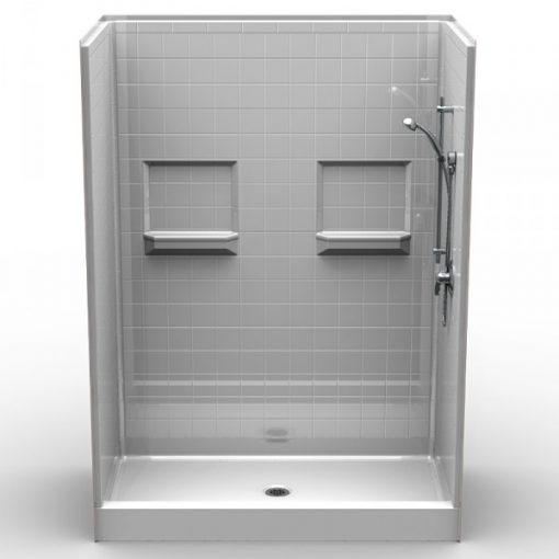 Curbed Shower - Five Piece 60x34 - 5.75" curb - Real Tile Look