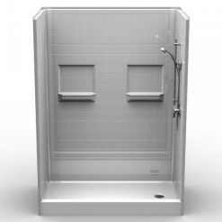 Curbed Shower - Five Piece 60x30 - 5.75" curb - Real Tile Look