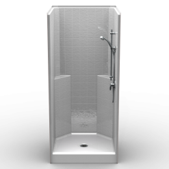 Curbed Shower - One Piece 38x38 - 3" curb - Classic Tile Look