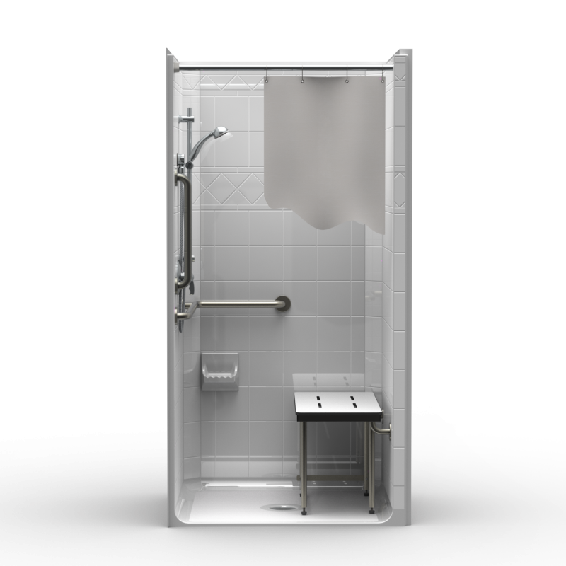 ADA Transfer Shower One Piece 40x38 Diamond Tile Look