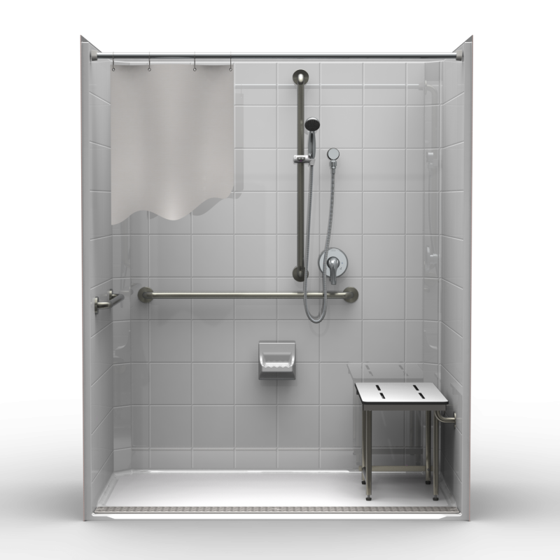 Barrier Free Shower One piece 50x38 8" Tile Look