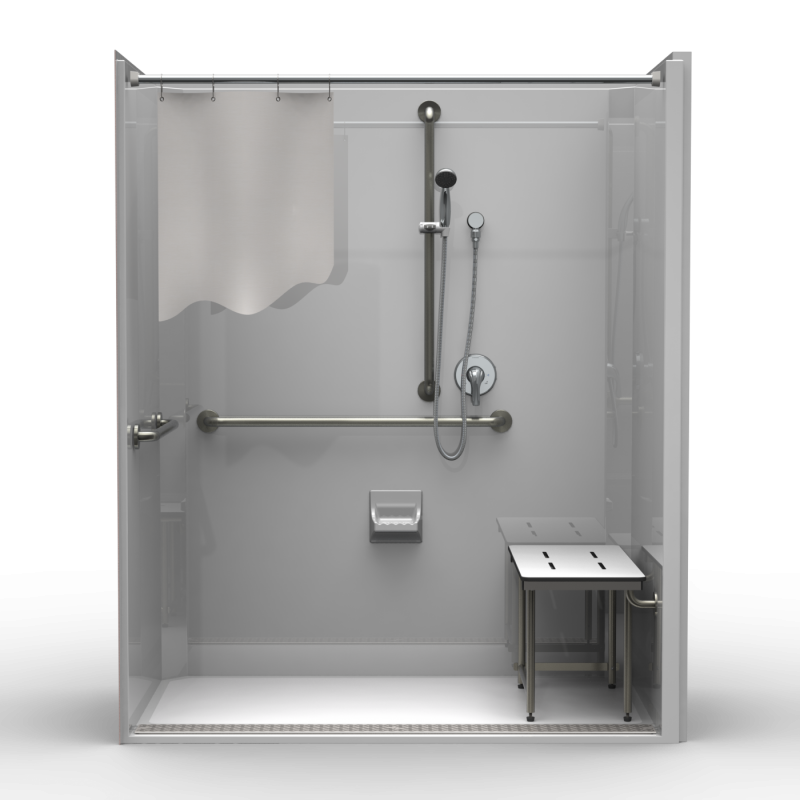ADA RollIn Shower One Piece 65x42 Smooth Wall Look