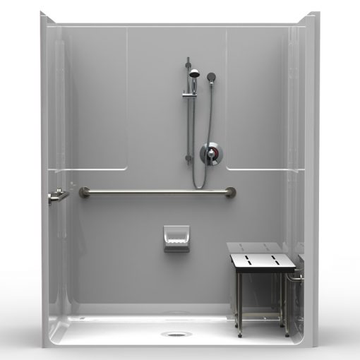 ADA Roll In Shower One Piece 63x33 Smooth Wall Look