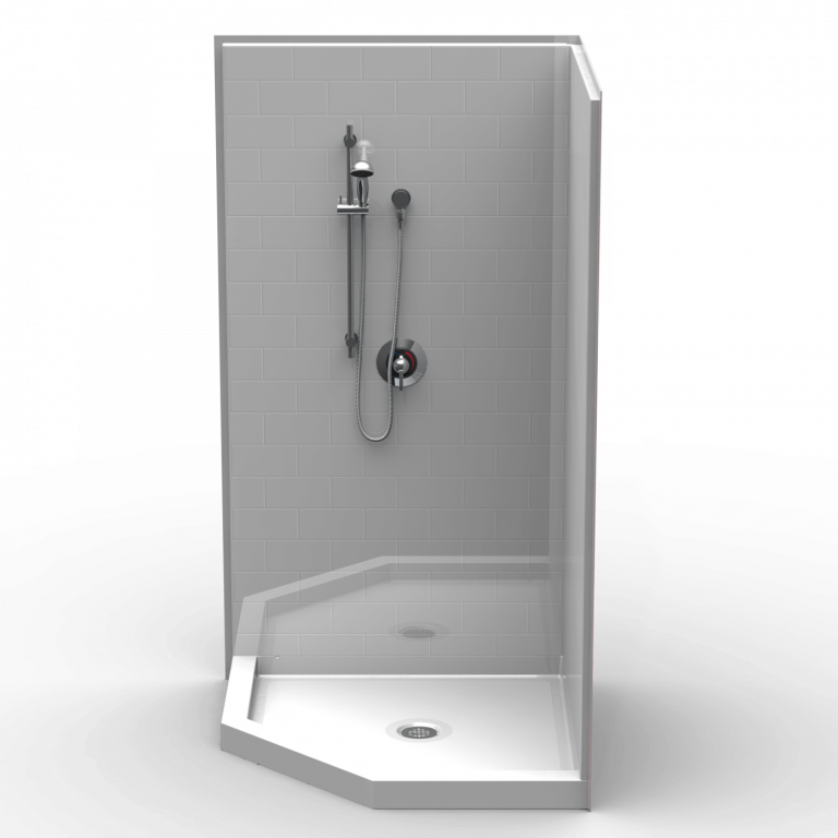 Curbed Shower Three Piece neoangle 42x42 5" curb Subway Tile