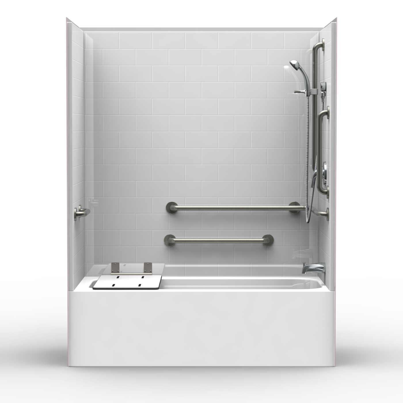 Barrier Free Corner Shower - Three piece 60x48 - Real Tile Look