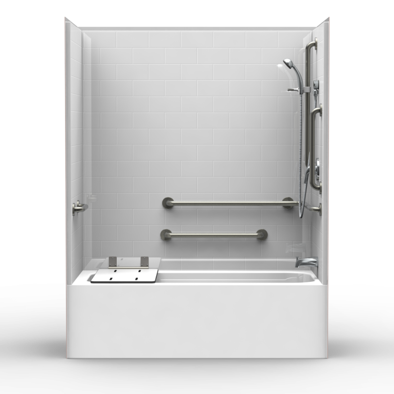 ADA Tub/Shower Four Piece 60x32 Subway Tile Look