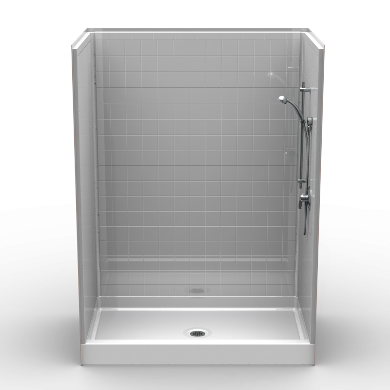 Barrier Free Corner Shower Four piece 60x36 8 inch Tile Look
